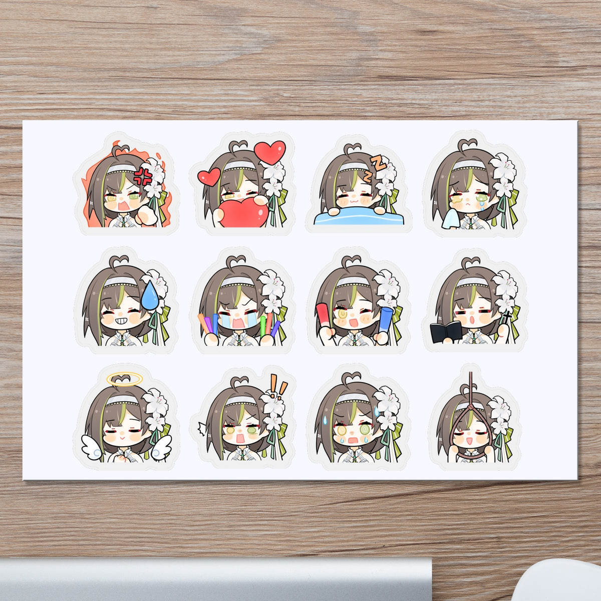 Milky Green White Battle Suit Stickers