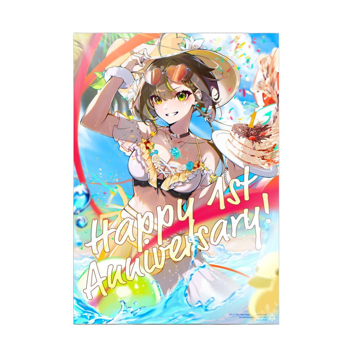 Milky Green Happy 1st Anniversary Bikini Poster
