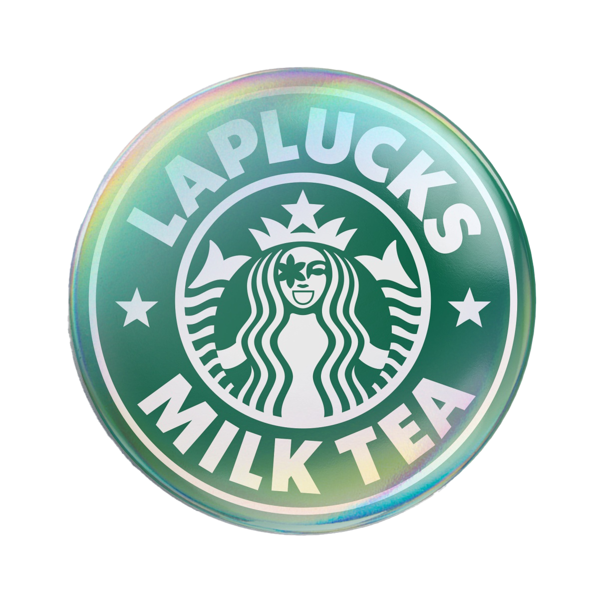 LAPLUCKS MILK TEA Starbucks Parody Badge