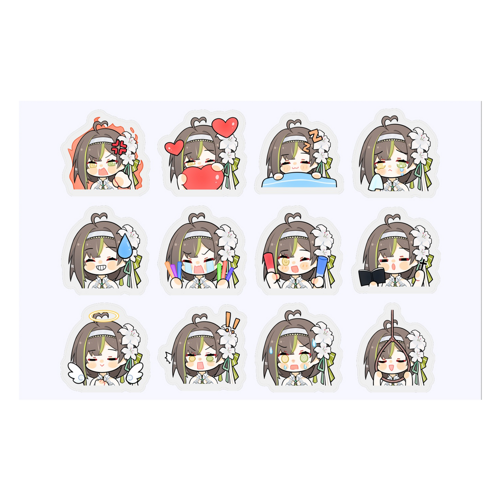 Milky Green White Battle Suit Stickers