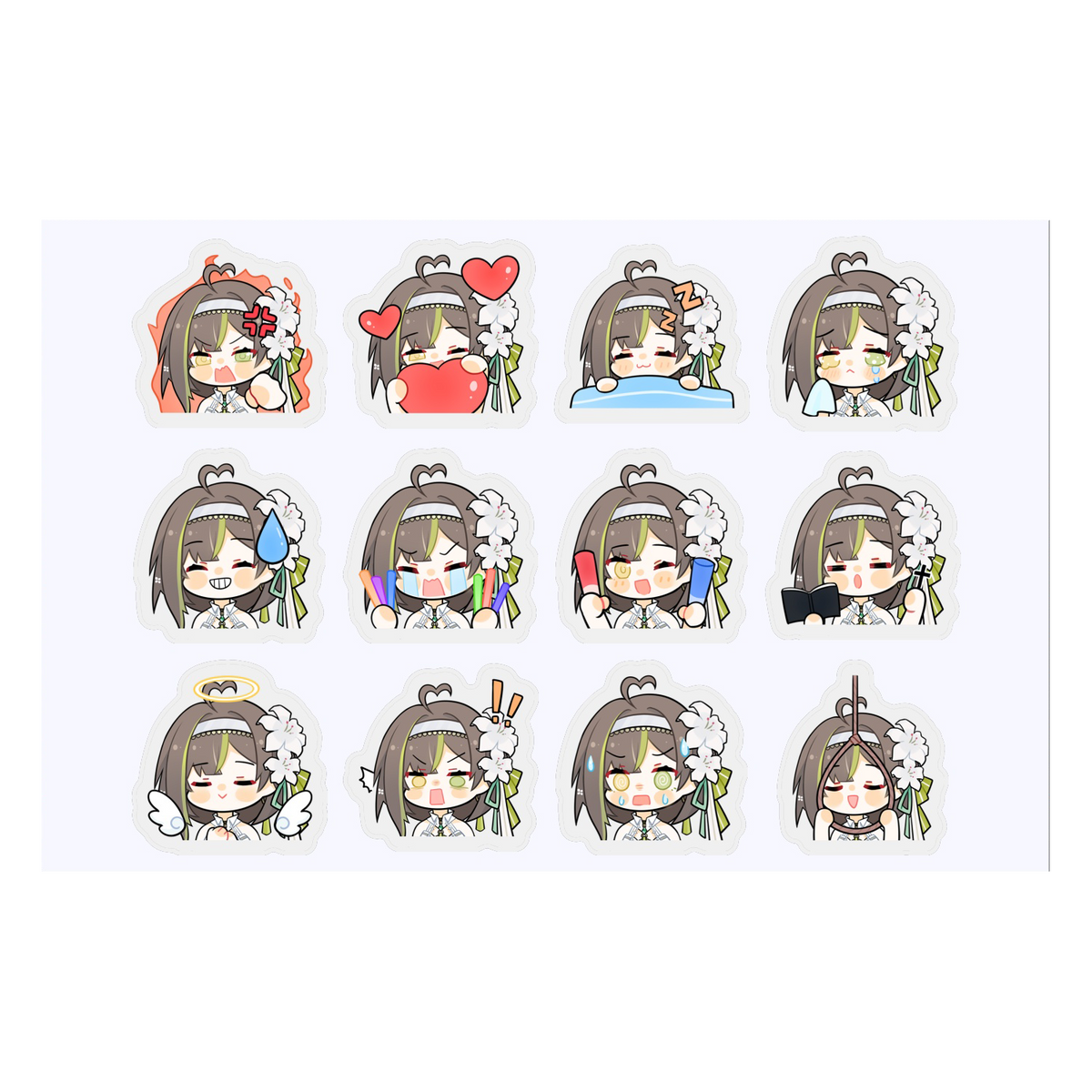 Milky Green White Battle Suit Stickers