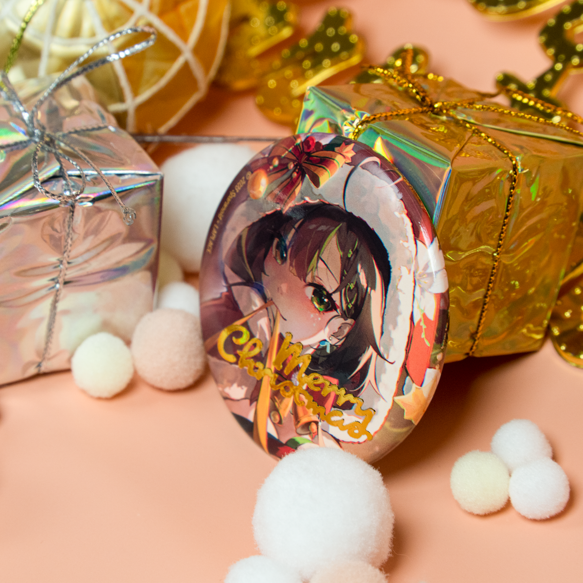 Milky Green Merry Christmas Badge Borderless
