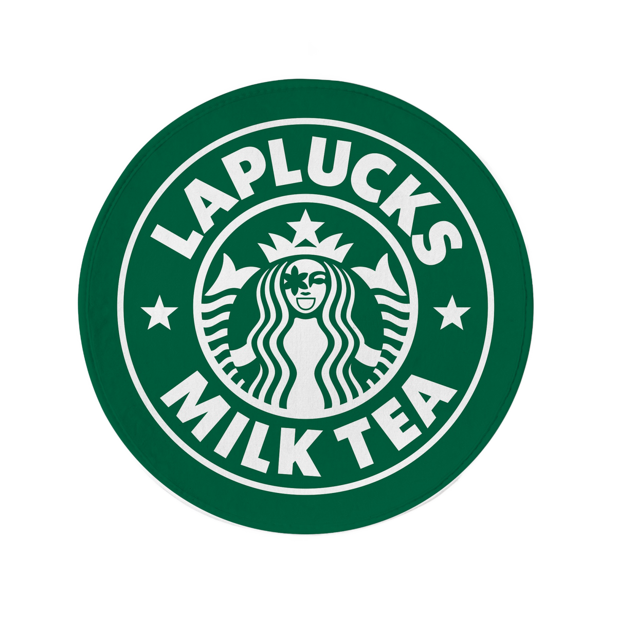LAPLUCKS MILK TEA Starbucks Parody Round Rug