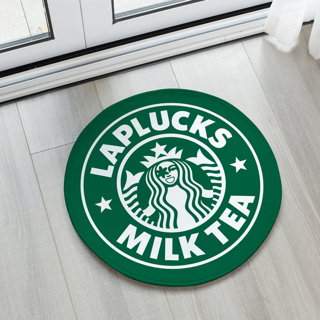 LAPLUCKS MILK TEA Starbucks Parody Round Rug