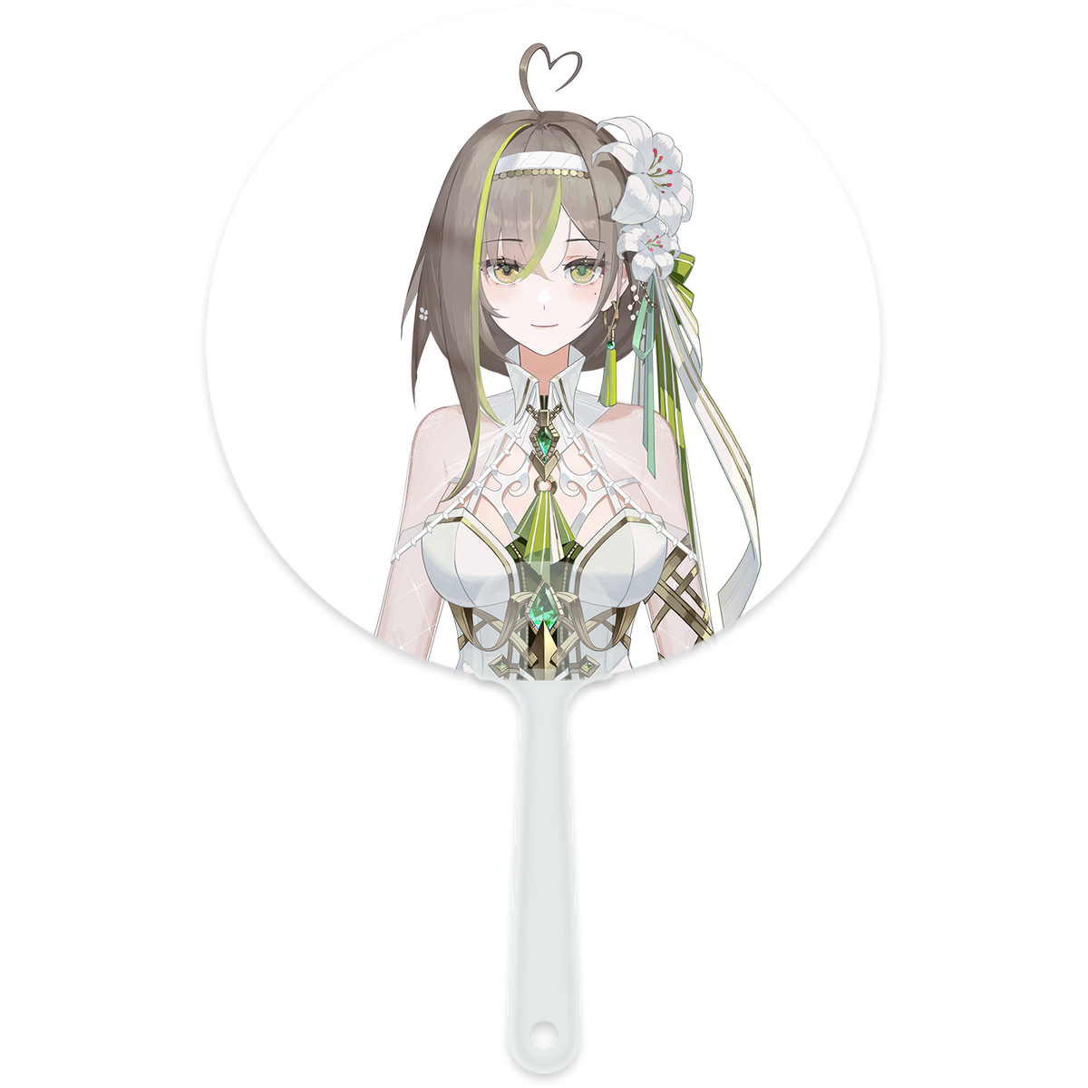 Milky Green White Battle Suit Hand Fan