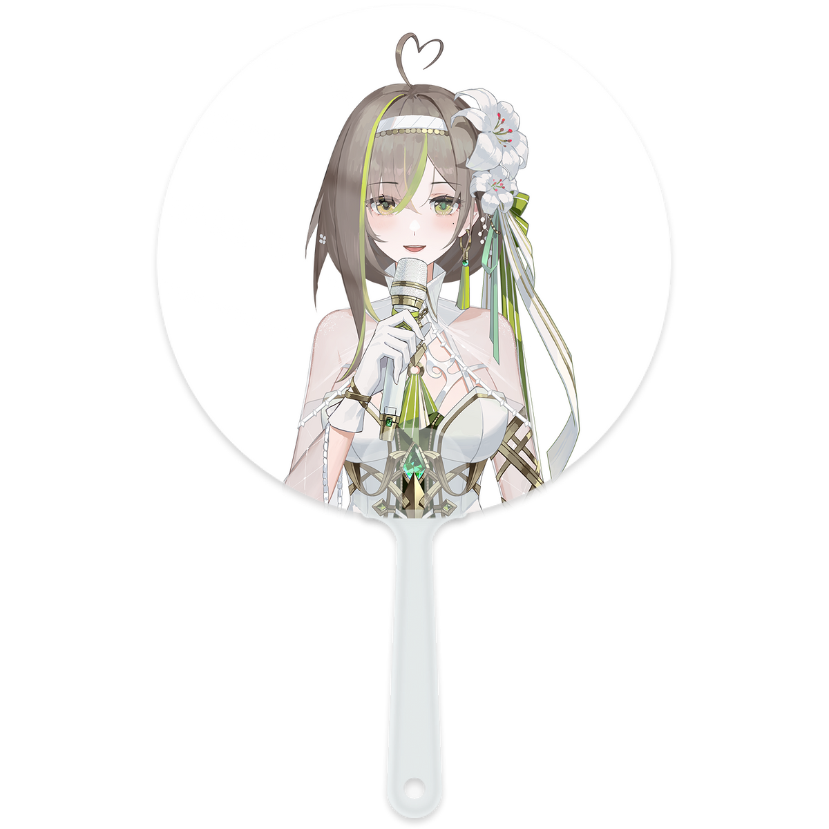 Milky Green White Battle Suit Hand Fan