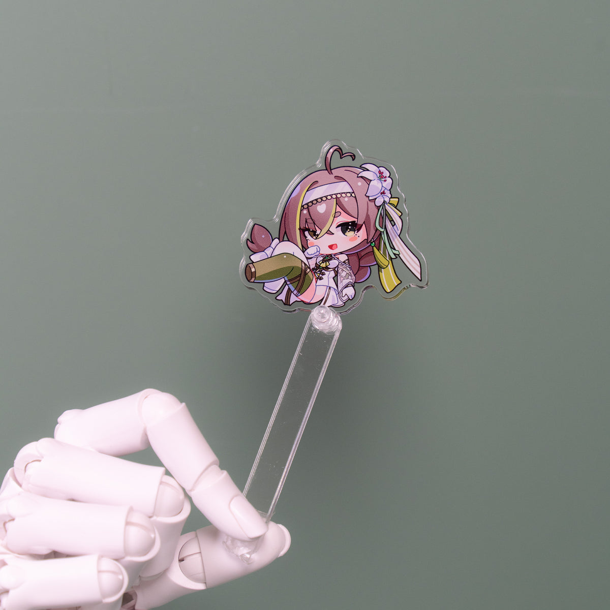 Milky Green White Battle Suit “Travel with Me” Acrylic Stick